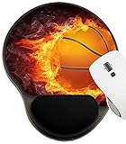 MSD Mousepad Wrist Rest Protected Mouse Pads, Mat with Wrist Support, Basketball Ball on Fire 2D Graphics Computer Design Image ID 6742973