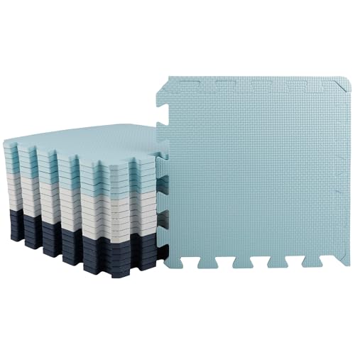 Foam Floor Tiles - 20sqft Soft Nontoxic Baby Play Mat - Interlocking Foam Tiles Puzzle Mat - Foam Mats for Floor Baby or Gym by Stalwart (Blue)