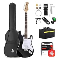 Donner E-Gitarre Set e Gitarren, S-S-H Pickups, 39 Zoll Volle Größe mit Verstärker, Tasche, Capo, Gurt, Saiten, Tuner, Kabel und Plektren (Schwarz)
