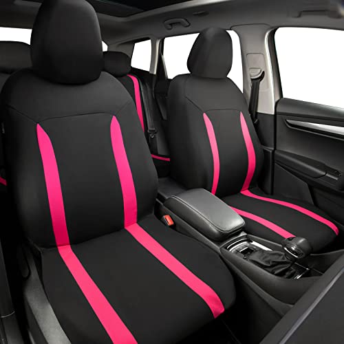 Car-Grand Car Seat Cover Full Set, Breathable Elastic Cloth, Sport Car Seat Protect Airbag Compatible, Interior Covers Universal Fit For Auto Truck Van Suv For Men Women (Hot Pink) #TOP1