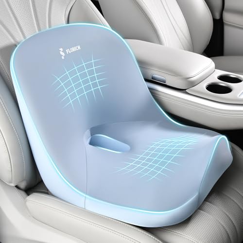 Car Seat Cushion and Lumbar Support Pillow, Larger Memory Foam Seat Cushion, Ergonomic L-Shaped Design Cushion for Back Pain Relief, Non-Slip Driving Cushion for Car, Office, Truck, Gifts for Mom-Blue by FLORICH - Used condition - US$19.18