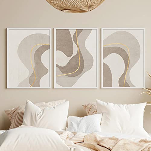Peinture moderne d'art mural en toile bohème aux finitions dorées chic