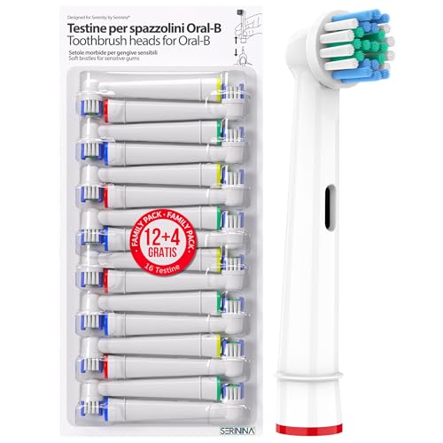 Spazzolino da denti – Compatibile con testine Oral B e testine di ricambio per Braun Oral B – 16 pezzi, bianco