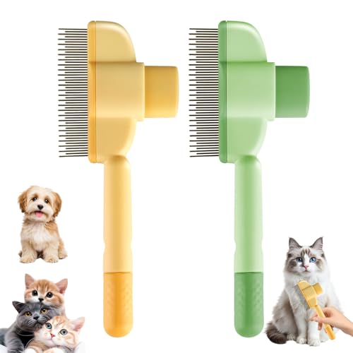 2PCS Self-Cleaning Pet Flea Comb Grooming Brush, Pet Hair Removal...