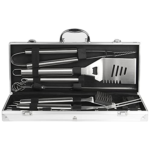 Juego De Utensilios Para Barbacoa Y Parrilla - 20 Piezas | Accesorios Para Barbacoa De Acero Inoxidable | Juego De Parrilla Al Aire Libre | M&Amp;W