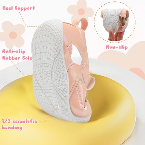 L-RUN Toddler Mary Jane Shoes Girls Casual Barefoot Sandals Breathable Princess Dress Flats Non-Slip Rubber Sole Infant First Walker Shoes for Outdoor Indoor4