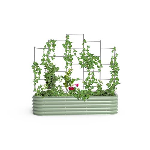 Vego Garden Modular Wall Trellis System, Five Section 6.5' Long for 2.0' x 6.5' (6 in 1) or 3.5' x 6.5' (9 in 1) Garden Beds