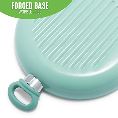 Greenlife Soft Grip Healthy Ceramic Nonstick, 11" Grill Pan With 2 Handles And Lid, Pfas-Free, Dishwasher Safe, Turquoise #TOP6