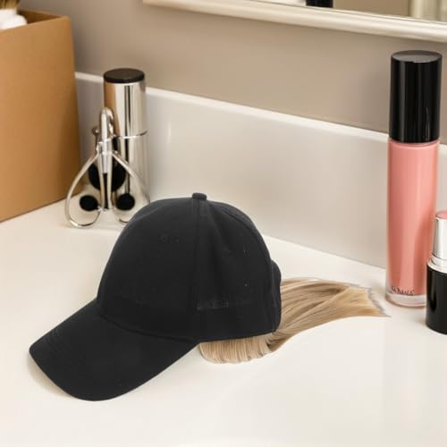 Perruque courte droite femme extensions cheveux casquette baseball - 4
