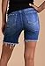 HUUSA Women's High Rise Bermudas Shorts Frayed Raw Hem Button Closure Denim Shorts Fashion Stretchy Slim Fitting Distressed Ripped Short Jeans Dark Blue L