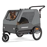 remorque poussette pliable Convient pour les animaux de compagnie de taille moyenne à grande : avec une capacité de charge allant jusqu'à 45 kg, le PINN-TS861 offre suffisamment d'espace pour que votre grand chien puisse s'asseoir, se coucher ou s'étirer pendant le trajet – pour un voyage sûr et confortable. Dimensions intérieures (L x l x H) : 92 x 43 x 63 cm. La laisse intérieure intégrée garantit que votre chien reste en sécurité dans la remorque et empêche qu'il saute dehors de manière inattendue. Que ce soit pour explorer le parc canin dans le quartier ou sur votre piste préférée sur le terrain, nos remorques de vélo pour chiens offrent un confort pour les petits et grands quadrupèdes.