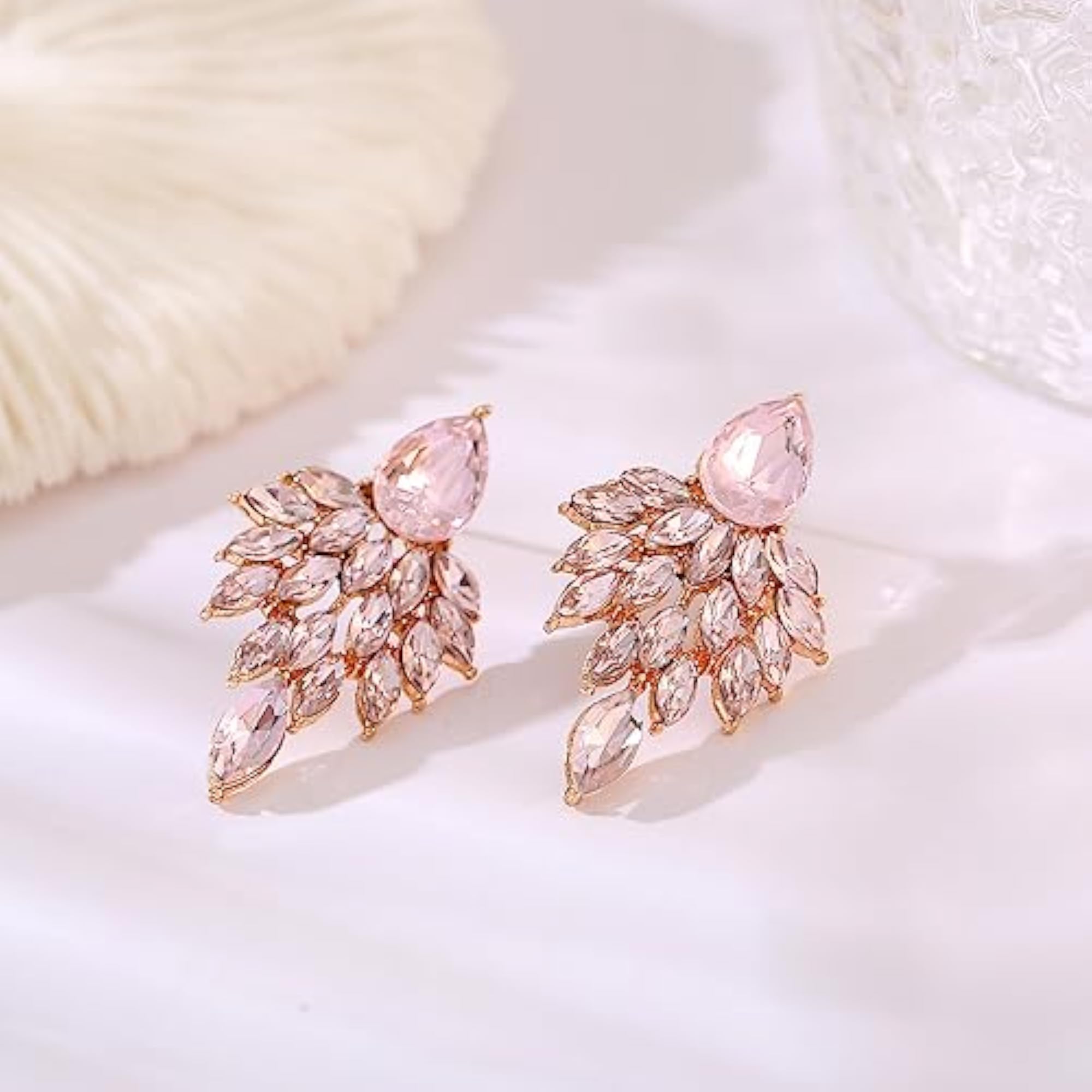 Rhinestone Cluster Drop Earrings, Elegant Crystal Statement