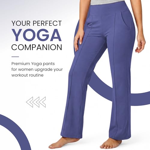 Image of NINQ Women High Waist Flare Pants Lite Regular | Smart Casual Korean Trouser for Office Wear, Gym, Sports, Travel & Daily Styling