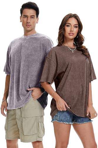 rosemia Oversized Tshirts for Men Vintage Short Sleeve Shirts Acid Wash Basic Tees3