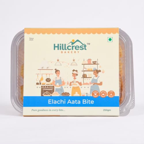Image of Hillcrest Bakery Elachi Aata Bite Cookies, Cardamom Flavour, 18 Pieces, 250 grams | Premium Baked Snack | Tea Time Treat | Hygienically Packed