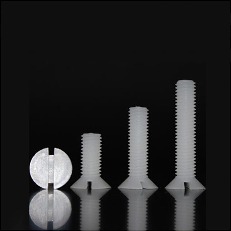 12pcs M6 Slotted screws PVDF plastic bolt nail Corrosion resistant Resistant to strong acid and alkali - (Size: M6x10mm)