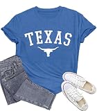 Potia Texas Shirts for Women Texas State Longhorn T-Shirt Casual Texans Pride Cowgirl Tee Tops