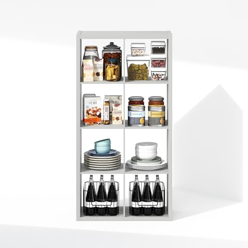 Image of Furinno Cubic Extra Thick 8-Cube Closet Organizers and Storage, Light Grey | 14.6 x 30 x 58 in, Open Shelf Closet Storage, Closet Organizer, for Wardrobe, Bedroom, Living Room