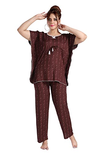 Image of Fabme Women's Cotton Printed Kaftan and Pyjama Set