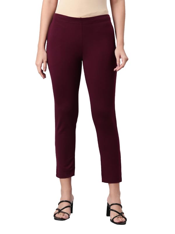 Image of GO COLORS Ponte Smart Kurti Pants Full Length for Women | Breathable, Mid Rise