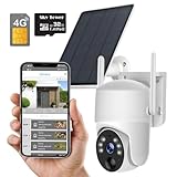 2K Solar Security Camera Outdoor, Wireless 4G/5G Cellular SIM Card (Verizon/AT&T/T-Mobile), AI Motion Detection & Siren, Unlimited Data, Amazon Cloud/Free Ultra Speed 32G Micro SD Card (4G SIM Card)