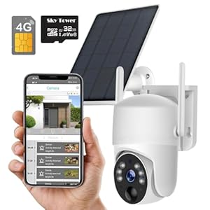 2K Solar Security Camera Outdoor, Wireless 4G/5G Cellular SIM Card (Verizon/AT&T/T-Mobile), AI Motion Detection & Siren, Unlimited Data, Amazon Cloud/Free Ultra Speed 32G Micro SD Card (4G SIM Card)