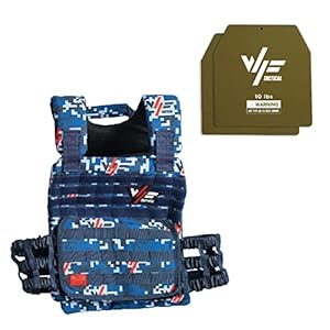 Weighted vest | Adjustable CrossTraingin vest | Strength, Plate carrier, Training, Fitness Workouts, Running | Blue w/a pair of 10 lb plates WF TACTICAL