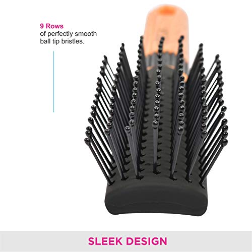 Vega-Mini-Flat-Brush-with-Wooden-Colored-Handle-and-Black-Colored-Brush-Head