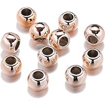 100pcs Dia 4 6 8 10 12mm CCBNot Metal Big Hole Beads Rose Gold Color Spacer Loose Beads for Jewelry Making Findings DIY Snake Chain Charm Bracelet Rose Gold, 6mm0.24inch*100pcs