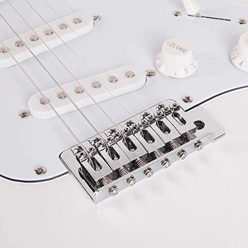 Ktaxon 39 Inch Electric Guitar, Full-Size Beginner Solid Body Guitar Kit With Gig Bag Strap Tremolo Bar Cable Picks (White) #TOP3