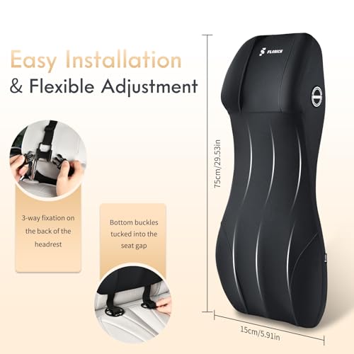 Image of FLORICH Lumbar Support with Car Headrest Pillow 2-in-1 Memory Foam Car Seat Headrest & Lumbar Cushion Ergonomic Back Support Pillow Seat Cushion for Car Seat Driving Neck Back Pain Relief, Black