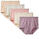 Ultra-Soft Cotton 5-Pack Middle-aged And Elderly Women's Briefs Underwear Printed Grandma Seniors Underpants Panties(Medium)