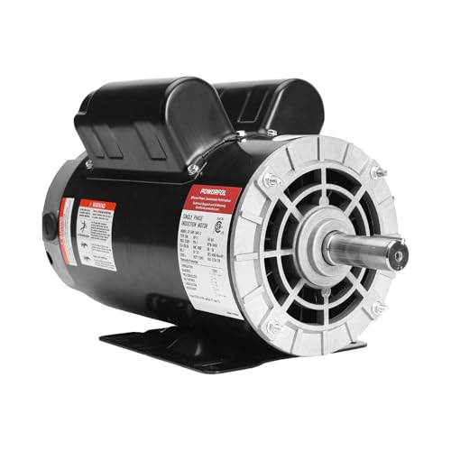 POWORFOL 5 HP Electric Motor 230V Single Phase 3450 RPM 56 Frame 7/8 Keyed Shaft 20 Amp Alloy Steel CW/CCW Rotation