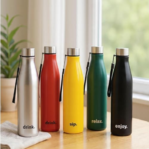 Image of CLAY CRAFT VACBOTT Bingo Single Walled Non Insulated Water Bottle, 1200 ML - 1 Piece (Black) Steel Water Bottles for School, Office, Home, Gym, Water Bottle for Men Leakproof, Rust Free Steel Bottle