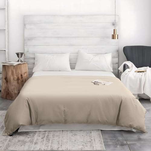 Image of ZonLi 60 inchx80 inch Khaki Duvet Cover, Oeko-texCertified 100% Cotton, Queen Size RemovableDuvet Cover for Weighted Blanket