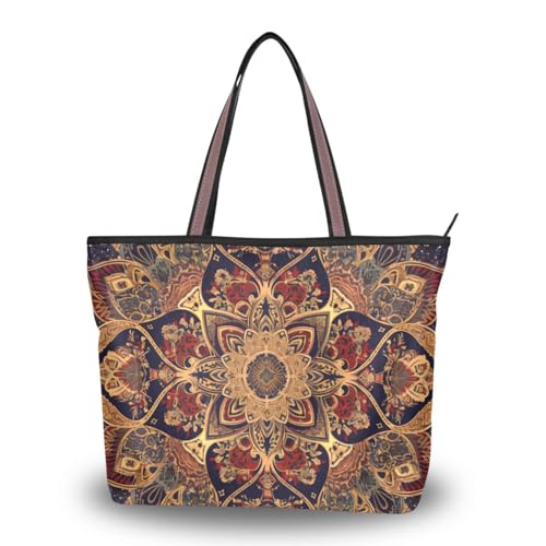Sac fourre-tout de travail fermeture éclair femme soie mandala