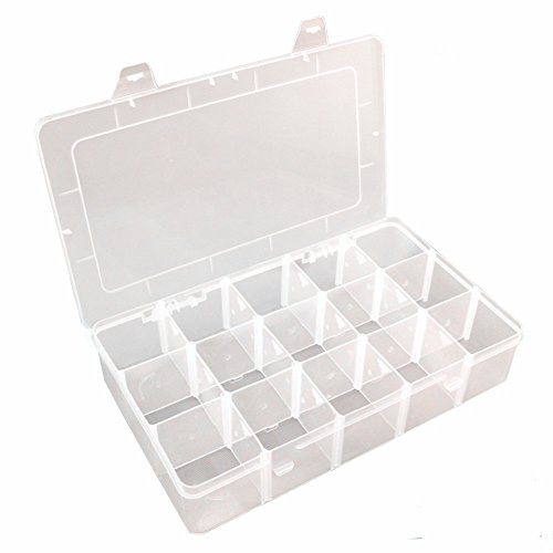 Nizzco Clear Plastic Jewelry Box Organizer Storage Container With Adjustable Dividers 15(Large) Grids