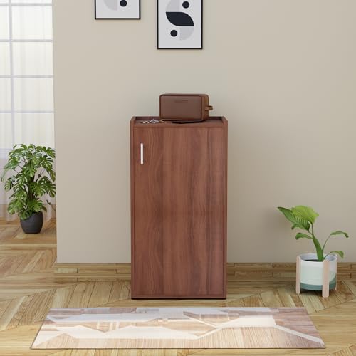 Image of FURNIFLIX Footsy Engineered Wood Vertical Shoe Rack - Walnut Finish