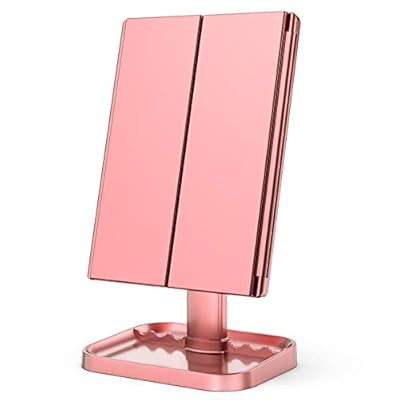 KOOLORBS Makeup Mirror with Lights, 1x 2X 3X Magnification, Lighted Makeup Mirror, Touch Screen Switch,?Vanity Mirror with Lights, Dual Power Supply, Portable Trifold Makeup Mirror, Female Gift
