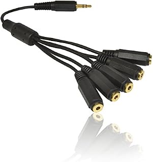CDL Micro 5 Way/Port 3.5mm Stereo Jack Headphone/Earphone Splitter Gold Cable - Black