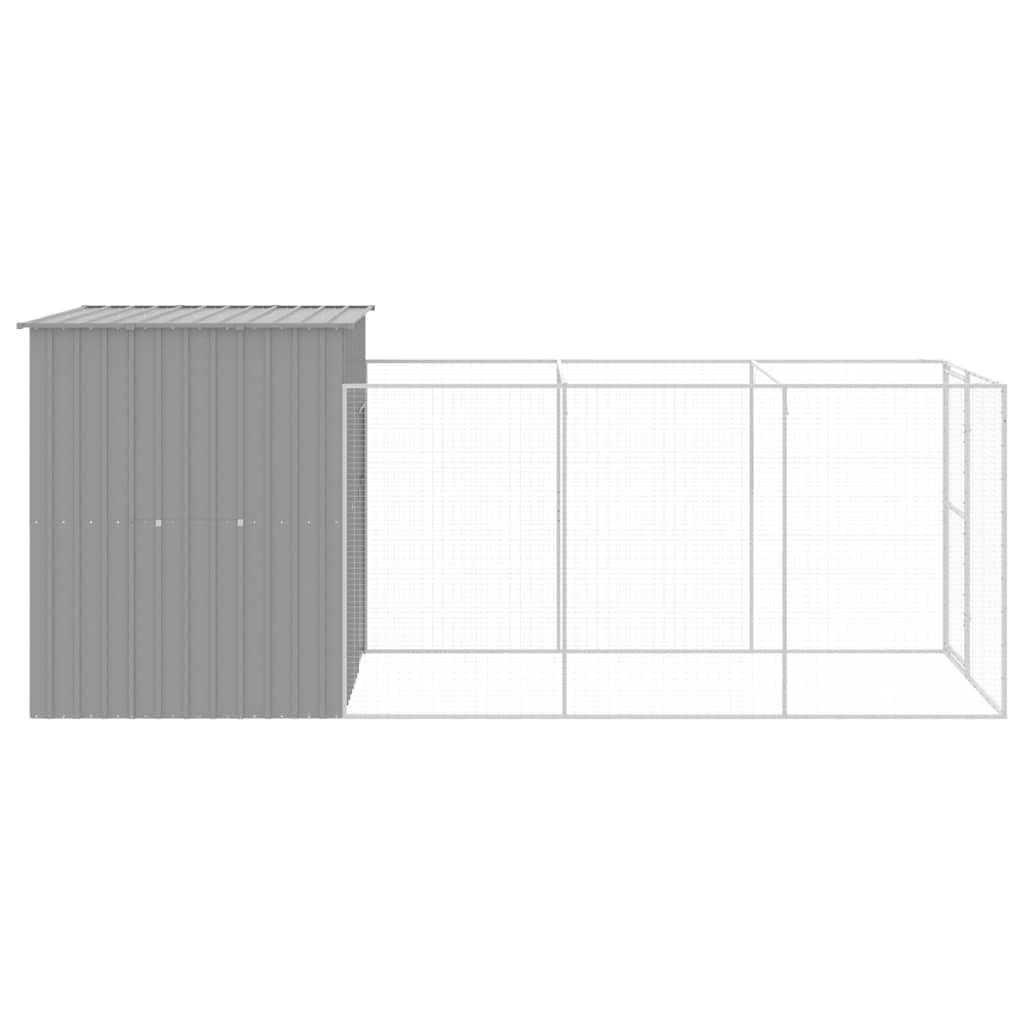 Homgoday Casetta Cani Corsa Grigio Chiaro 165x455x181 cm Acciaio Zincato, Gabbia Cane Gabbia per Cani da Interno Kennel per Cani Gabbie per Cani Recinto per Cani da Esterno
