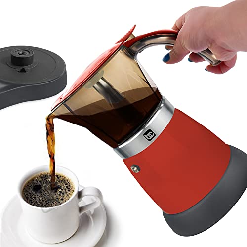 Red Portable Electric Espresso Maker 3 Or 6 Cups/Cafetera Roja Portable Electrica Espresso De 3 O 6 Tasas #TOP4