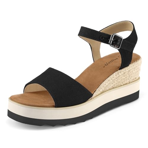 mysoft Womens Espadrille Wedge Sandals EVA Sole Platform Sandal Open Toe Ankle Strap Buckle Shoes - Main Image