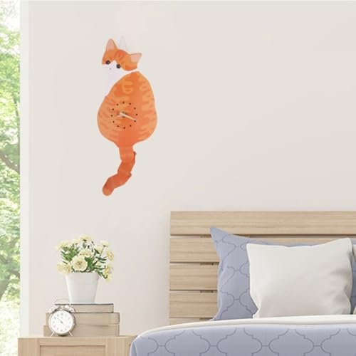 Horloge murale chat avec queue mobile, cadeau idéal d'inauguration - 5
