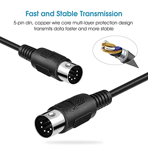 OTraki USB C MIDI Cable 6.5Ft 2M In-Out MIDI to USB C Cable with LED Indicator 5 PIN DINs for Music Keyboard Piano to PC… - Image 5