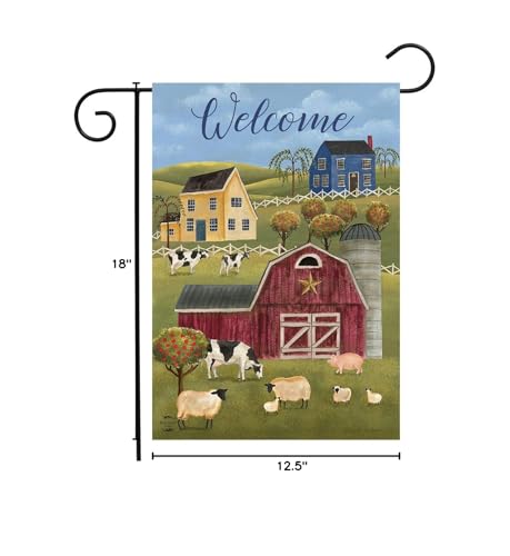 Spring-Countryside-Welcome-Garden-Flag-Primitive-Salt-Box-House-125-x-18 Spring Countryside Welcome Garden Flag Primitive Salt Box House 125 x 18