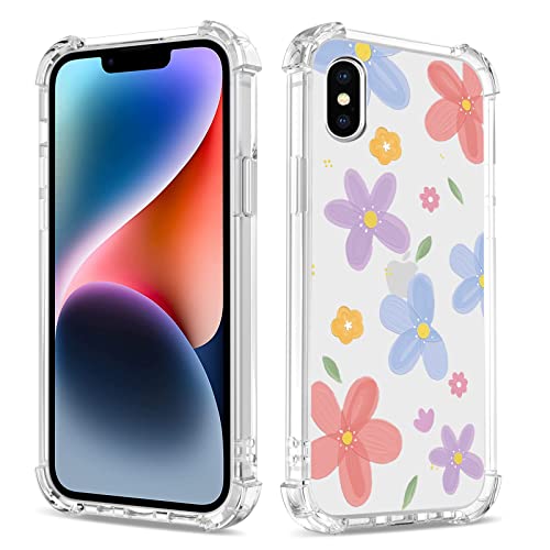 Image of Case for iPhone X /iPhone Xs, Clear Anti-Yellowing Anti-Scratch TPU Silicone Cover for Girls and Woman, Shockproof Drop Protection Case for iPhone X /iPhone Xs (5.8 inch), Red Flowers 2