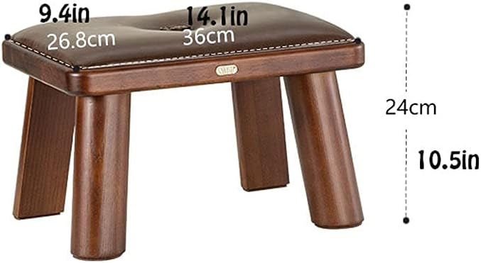 Minimalist Fashion Creative Children's Small Stool for Home Solid Wood Square Stool for Shoe Replacement Stool Pu Leather Cushion Small Foot Stoolcasual/Single