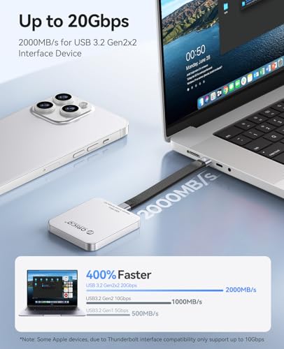 Image of ORICO 2TB Magnetic External SSD, 2000MB /s High Speed Portable Solid State Drive, Aluminum Alloy Heat Dissipation, 4K 120Hz ProRes HDR, Compatible with iPhone 17 16 Pro Max, Tablet, Computer - K20MINI