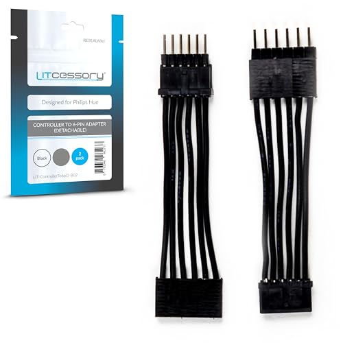 Litcessory Controller to 6-Pin Adapter for Philips Hue/WiZ Lightstrip (Detachable Version, Black - Standard 6-PIN V3 / WiZ Lightstrip)